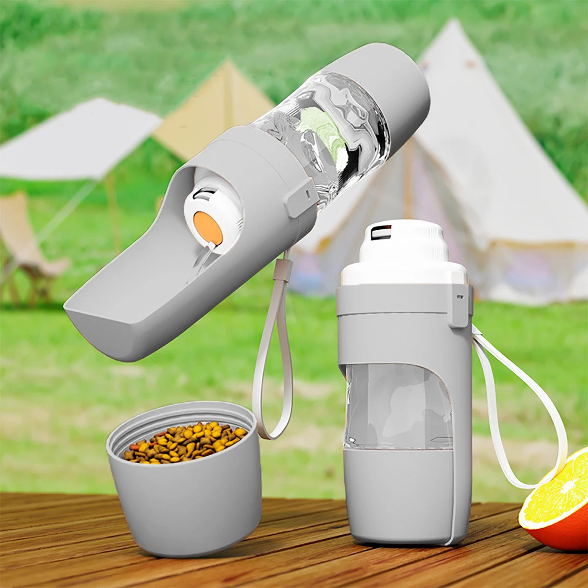 Tragbarer 2-in-1 Trink-und Futterflasche für Haustiere
